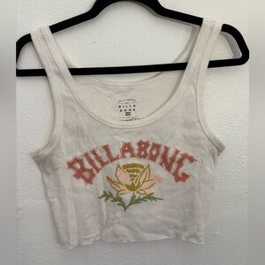 Billabong White Tank with Pink Logo and Green Floral